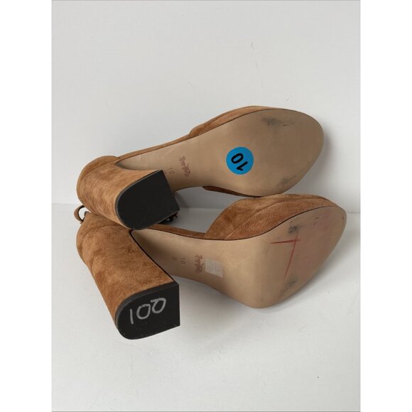 Coach Women’s Suede Block Heel Pumps Brown Size 10 Elegant Designer Shoe - Picture 11 of 15